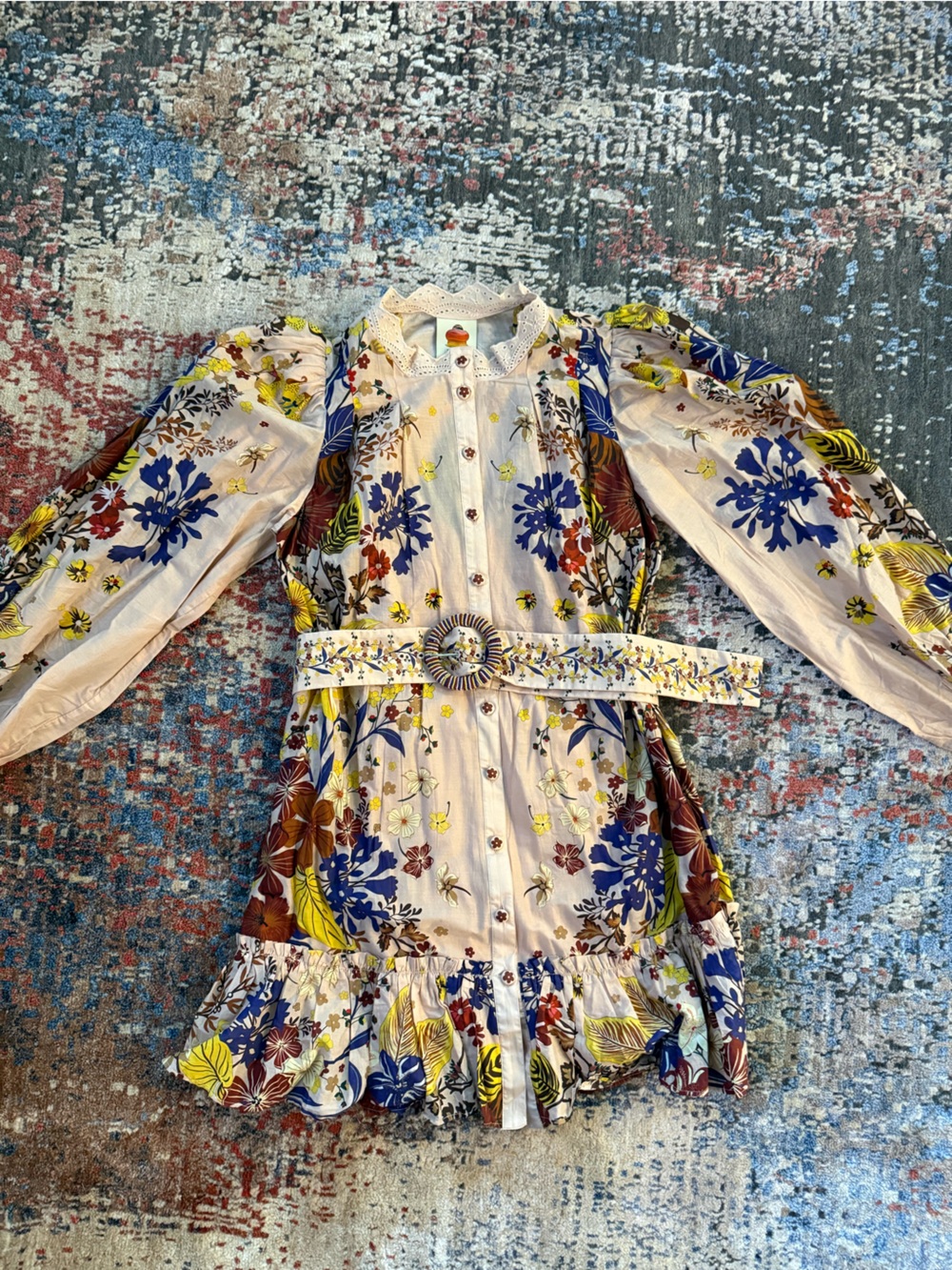 FARM Rio NWT Pink Beauty Bouquet Puff Sleeve Mini Dress - Picture 2 of 7